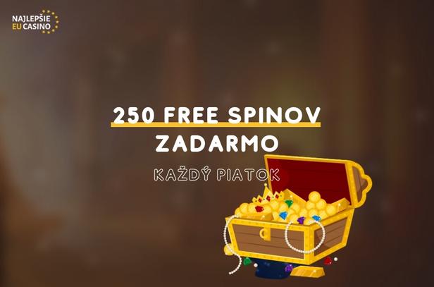 250 free spinov zadarmo na populárne sloty